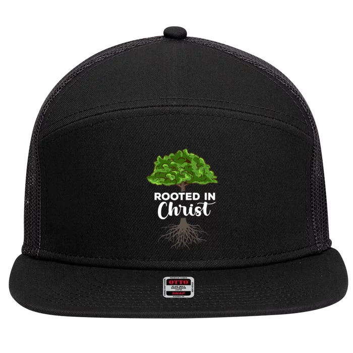 Rooted In Christ Theology Jesus Christ Christian Faith 7 Panel Mesh Trucker Snapback Hat