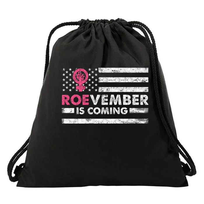 Roevember Is Coming Us American Flag Vintage Drawstring Bag