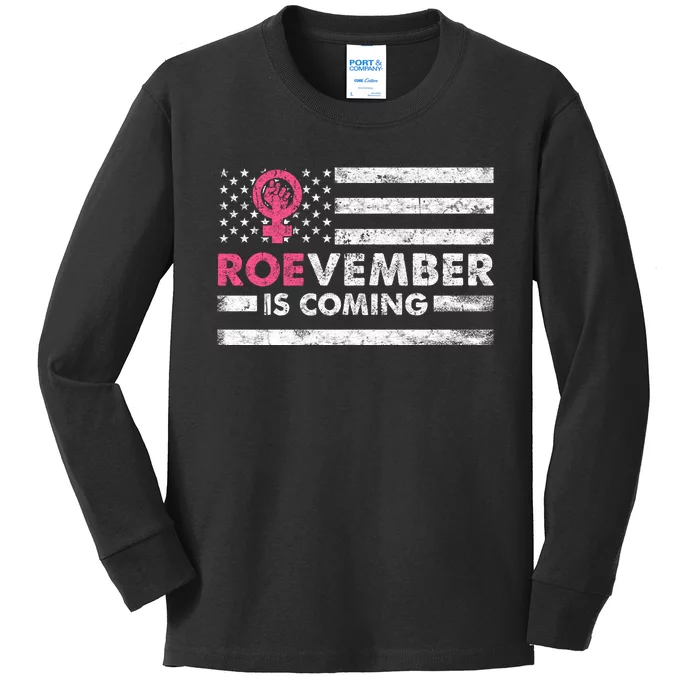 Roevember Is Coming Us American Flag Vintage Kids Long Sleeve Shirt