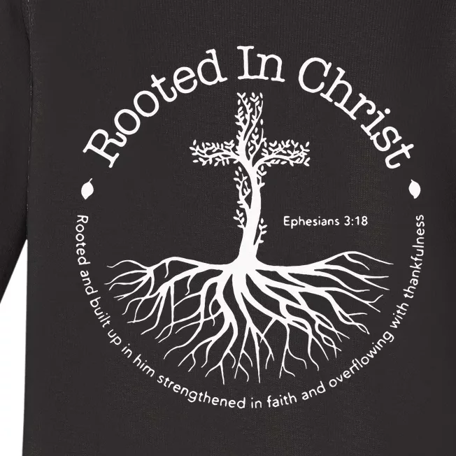 Rooted In Christ Jesus Cross Pray Bible Verse Christian Baby Long Sleeve Bodysuit