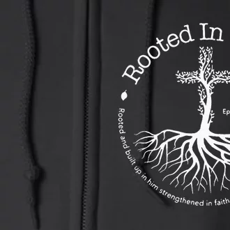 Rooted In Christ Jesus Cross Pray Bible Verse Christian Full Zip Hoodie