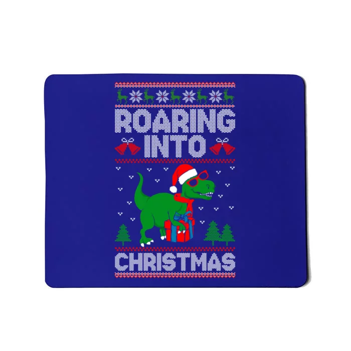 Roaring Into Christmas Dinosaur Ugly Christmas Trex Dino Meaningful Gift Mousepad