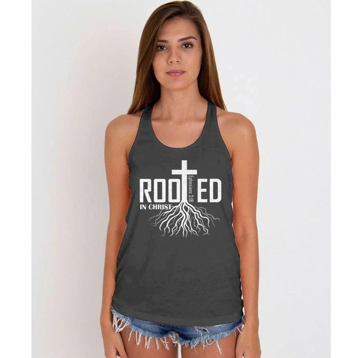 Rooted In Christ Christian Religious Christian Women's Knotted Racerback Tank