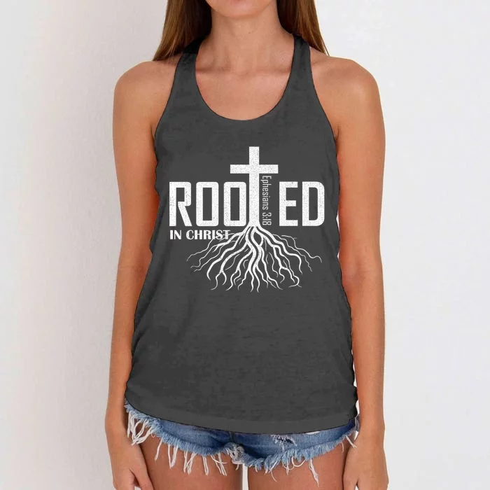 Rooted In Christ Christian Religious Christian Women's Knotted Racerback Tank