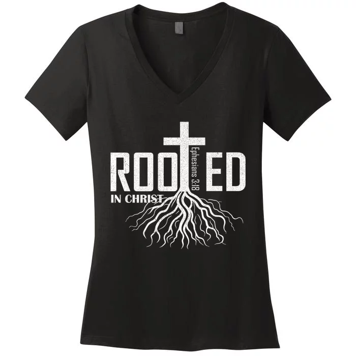 Rooted In Christ Christian Religious Christian Women's V-Neck T-Shirt