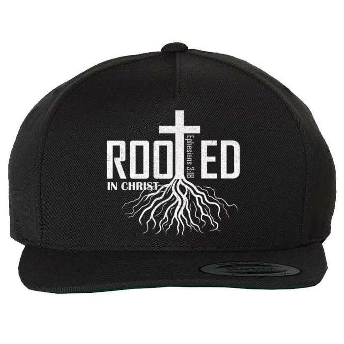 Rooted In Christ Christian Religious Christian Wool Snapback Cap