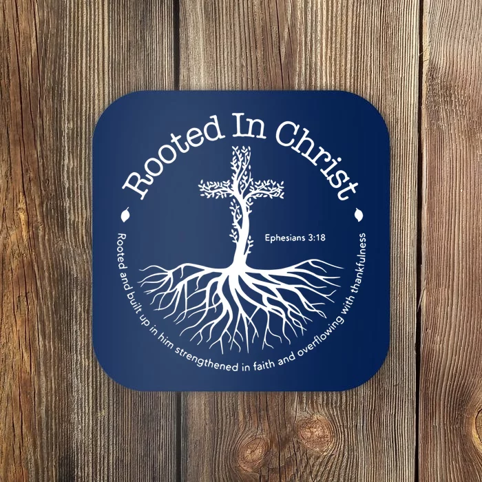 Rooted In Christ Jesus Cross Pray Bible Verse Christian Coaster