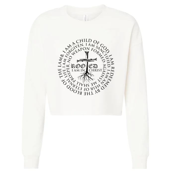 Rooted in Christ Religious Christian Jesus Vintage Cropped Pullover Crew