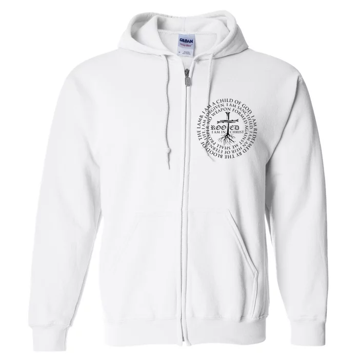 Rooted in Christ Religious Christian Jesus Vintage Full Zip Hoodie