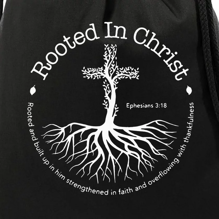 Rooted In Christ Jesus Cross Pray Bible Verse Christian Drawstring Bag