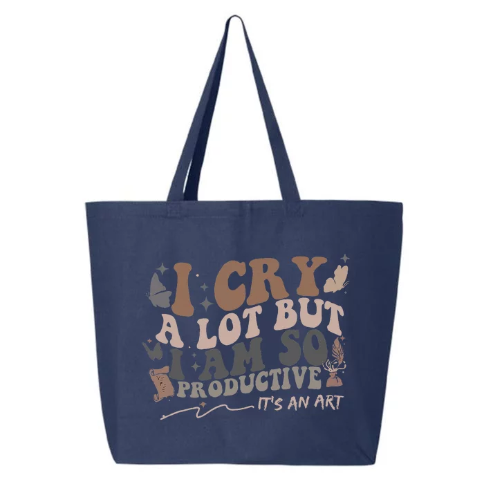 Retro I Cry A Lot But I Am So Productive Funny Trending Meme 25L Jumbo Tote