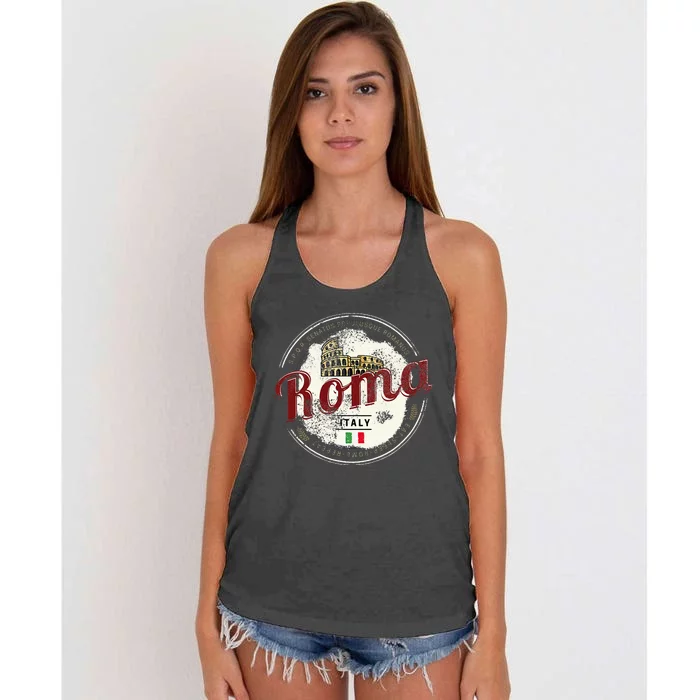 Rome Italy Colosseum Vintage Souvenir Women's Knotted Racerback Tank