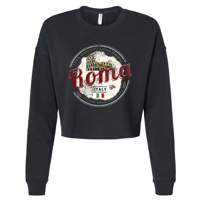 Rome Italy Colosseum Vintage Souvenir Cropped Pullover Crew