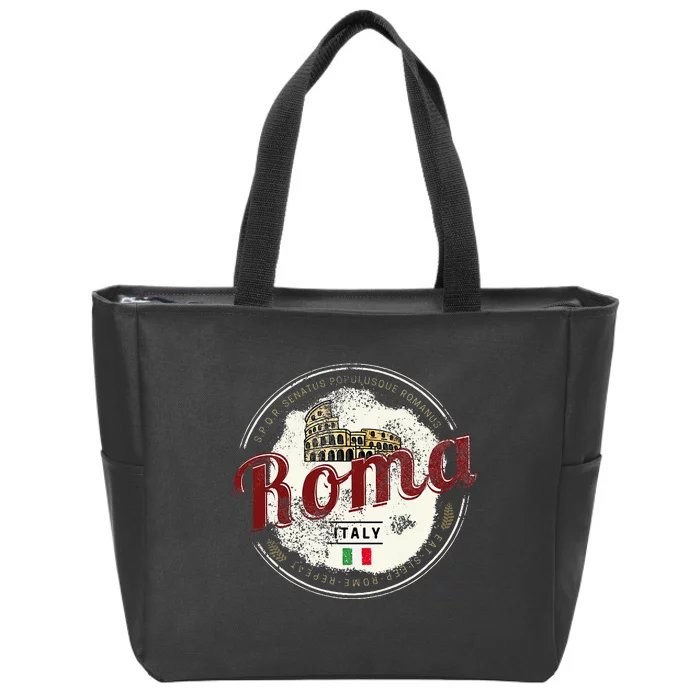 Rome Italy Colosseum Vintage Souvenir Zip Tote Bag