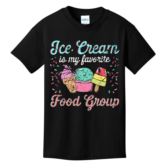 Retro Ice Cream Is My Favorite Food Group Ice Cream Saying Kids T-Shirt