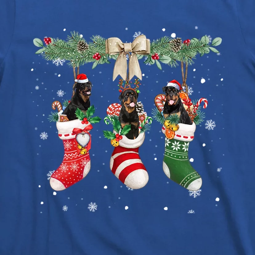 Rottweiler In Christmas Socks Rottweiler Xmas Cute Gift T-Shirt