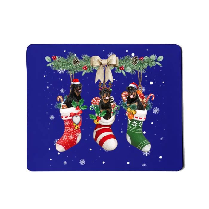 Rottweiler In Christmas Socks Rottweiler Xmas Cute Gift Mousepad