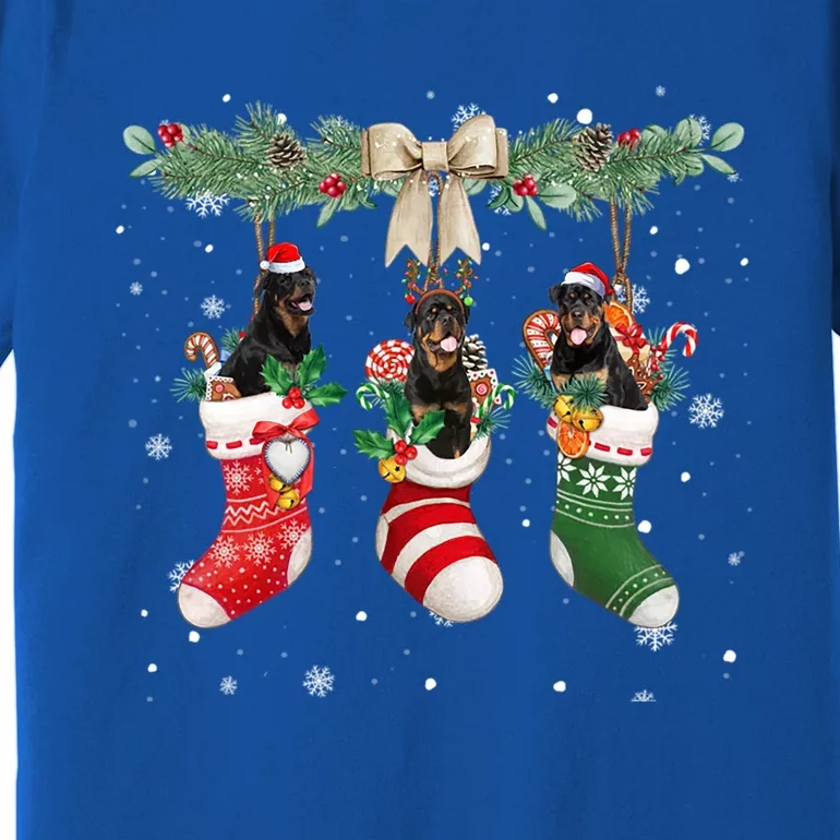 Rottweiler In Christmas Socks Rottweiler Xmas Cute Gift Premium T-Shirt