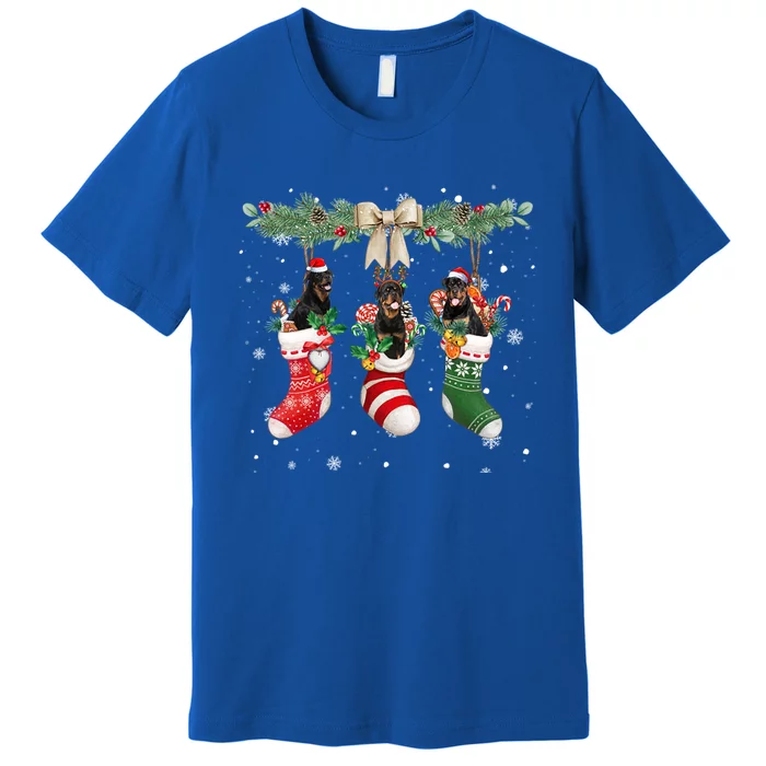 Rottweiler In Christmas Socks Rottweiler Xmas Cute Gift Premium T-Shirt