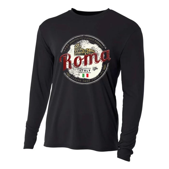 Rome Italy Colosseum Vintage Souvenir Cooling Performance Long Sleeve Crew