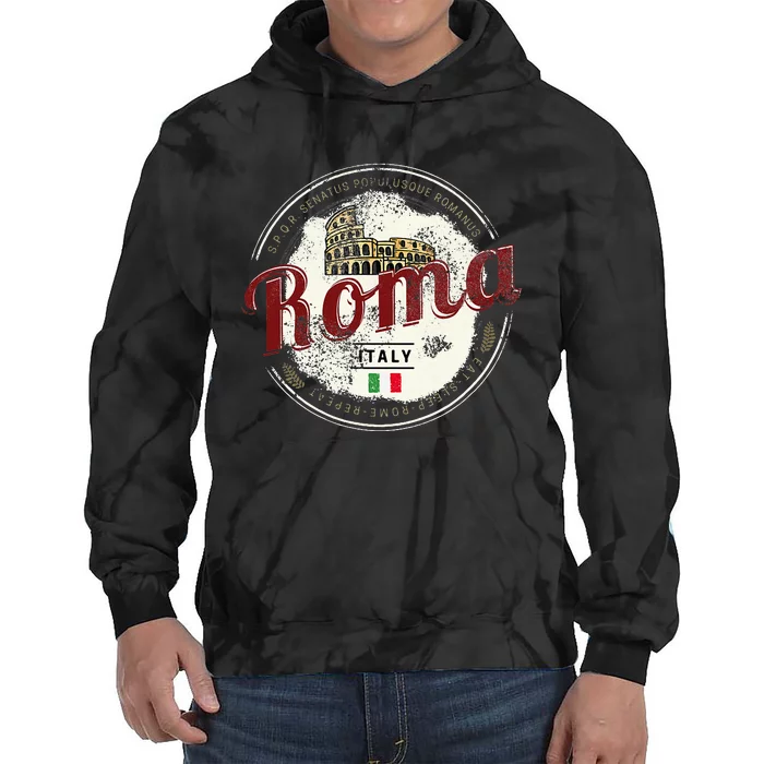 Rome Italy Colosseum Vintage Souvenir Tie Dye Hoodie