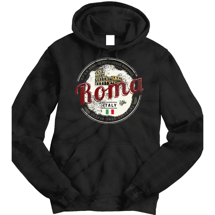 Rome Italy Colosseum Vintage Souvenir Tie Dye Hoodie