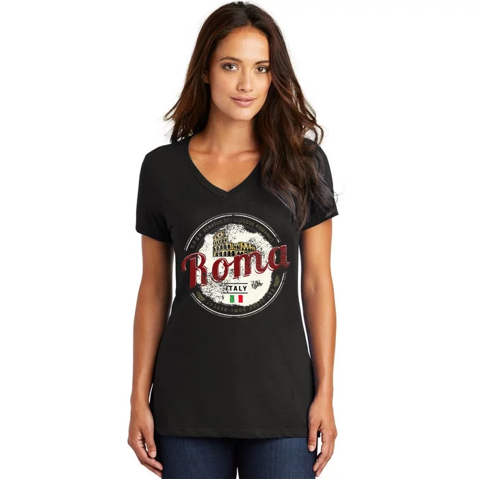 Rome Italy Colosseum Vintage Souvenir Women's V-Neck T-Shirt