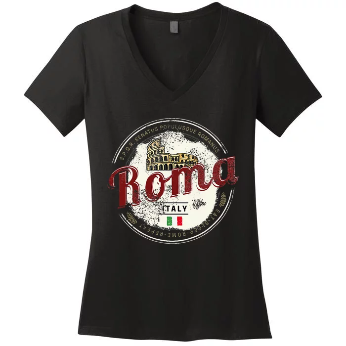 Rome Italy Colosseum Vintage Souvenir Women's V-Neck T-Shirt