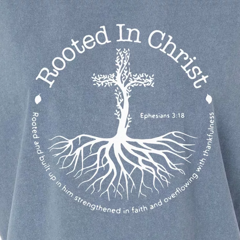 Rooted In Christ Cross Pray God Bible Verses Christian Gifts Garment-Dyed Women's Muscle Tee