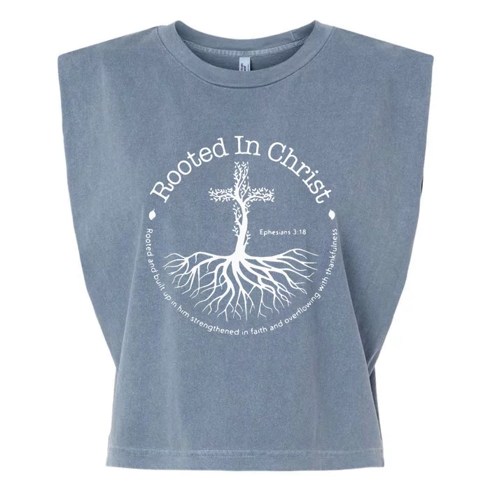 Rooted In Christ Cross Pray God Bible Verses Christian Gifts Garment-Dyed Women's Muscle Tee