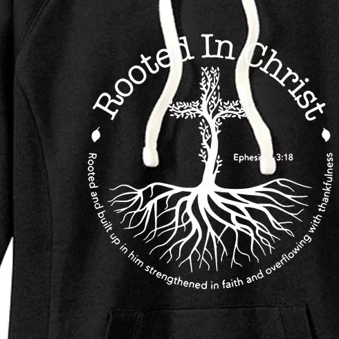 Rooted In Christ Cross Pray God Bible Verse Christian Women's Fleece Hoodie