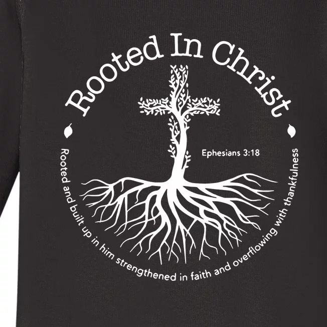 Rooted In Christ Cross Pray God Bible Verse Christian Baby Long Sleeve Bodysuit