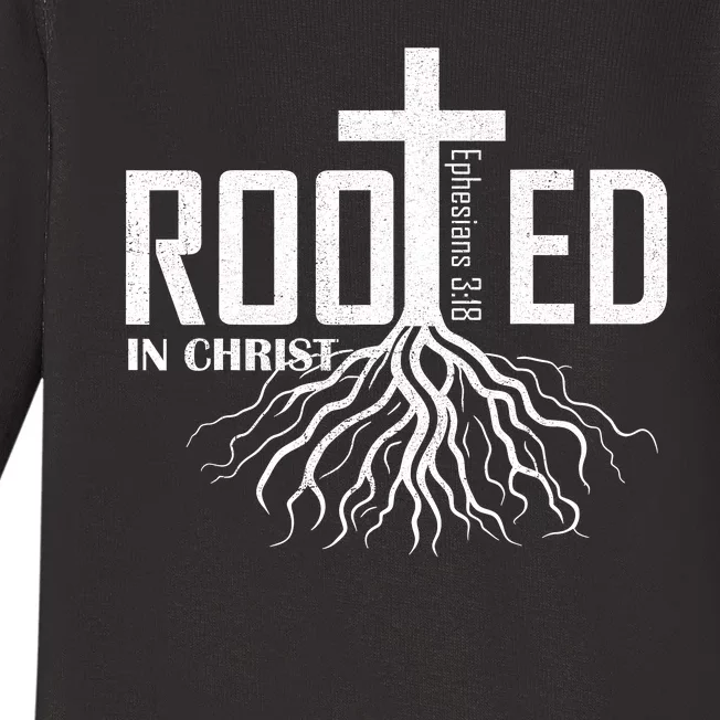 Rooted In Christ Christian Religious Christian Baby Long Sleeve Bodysuit