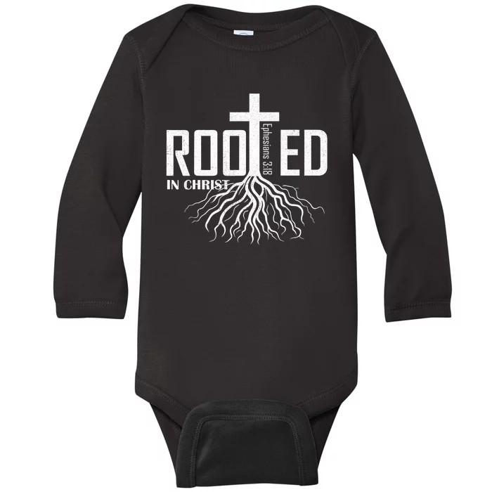 Rooted In Christ Christian Religious Christian Baby Long Sleeve Bodysuit