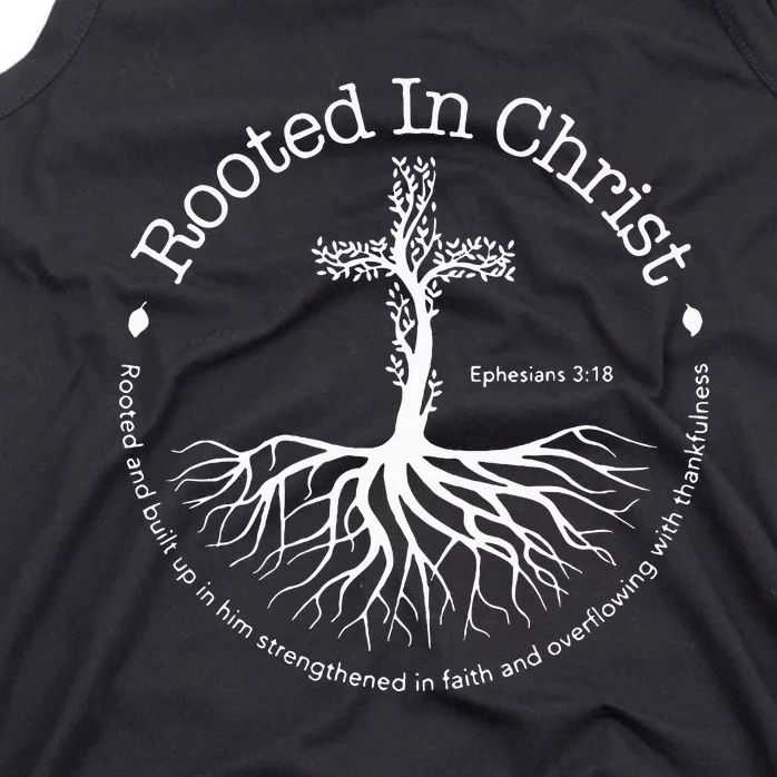 Rooted In Christ Jesus Cross Pray Bible Verse Christian Tank Top