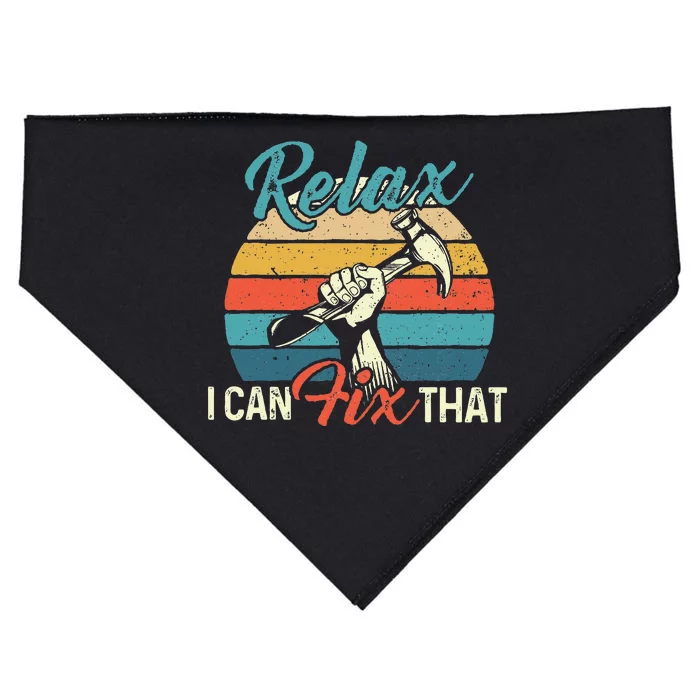 Relax I Can Fix That Repair Worker Handyman Tinkerer Diy USA-Made Doggie Bandana