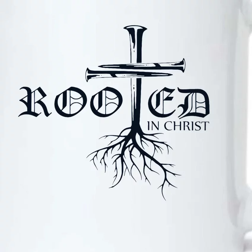 Rooted In Christ Christian Cross Religious Gift Black Color Changing Mug