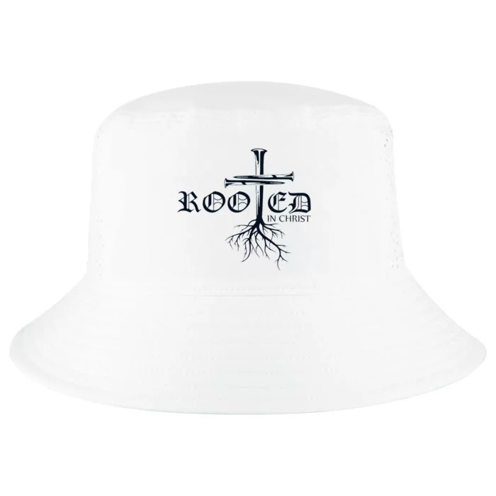 Rooted In Christ Christian Cross Religious Gift Cool Comfort Performance Bucket Hat