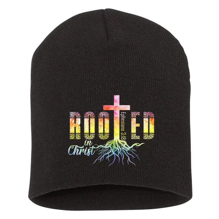 Rooted In Christ Christian Religious Christian Short Acrylic Beanie