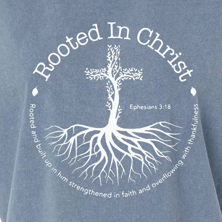 Rooted In Christ Jesus Cross Pray Bible Verse Christian Garment-Dyed Women's Muscle Tee