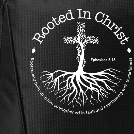 Rooted In Christ Jesus Cross Pray Bible Verse Christian City Backpack