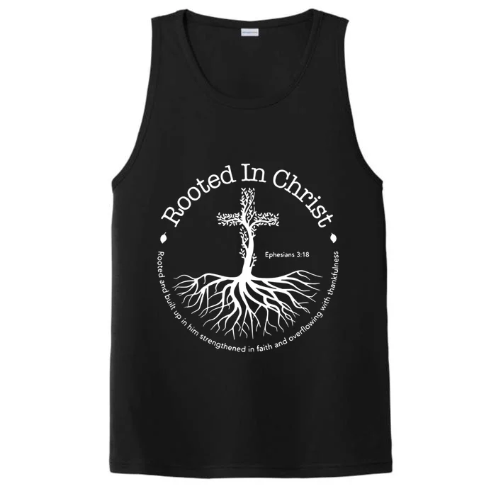 Rooted In Christ Jesus Cross Pray Bible Verse Christian Performance Tank