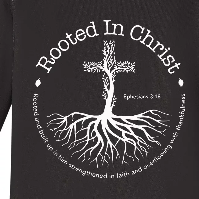 Rooted In Christ Jesus Cross Pray Bible Verse Christian Baby Long Sleeve Bodysuit