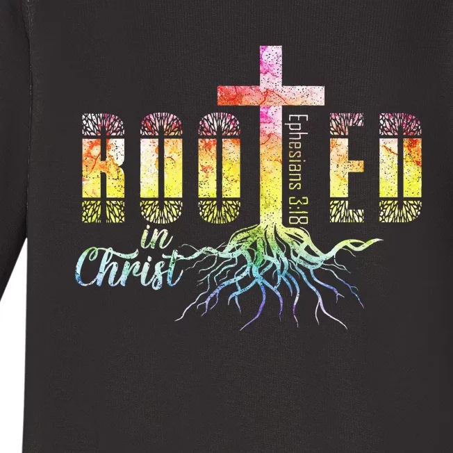 Rooted In Christ Christian Religious Christian Baby Long Sleeve Bodysuit