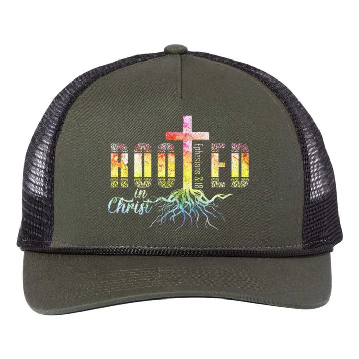 Rooted In Christ Christian Religious Christian Retro Rope Trucker Hat Cap