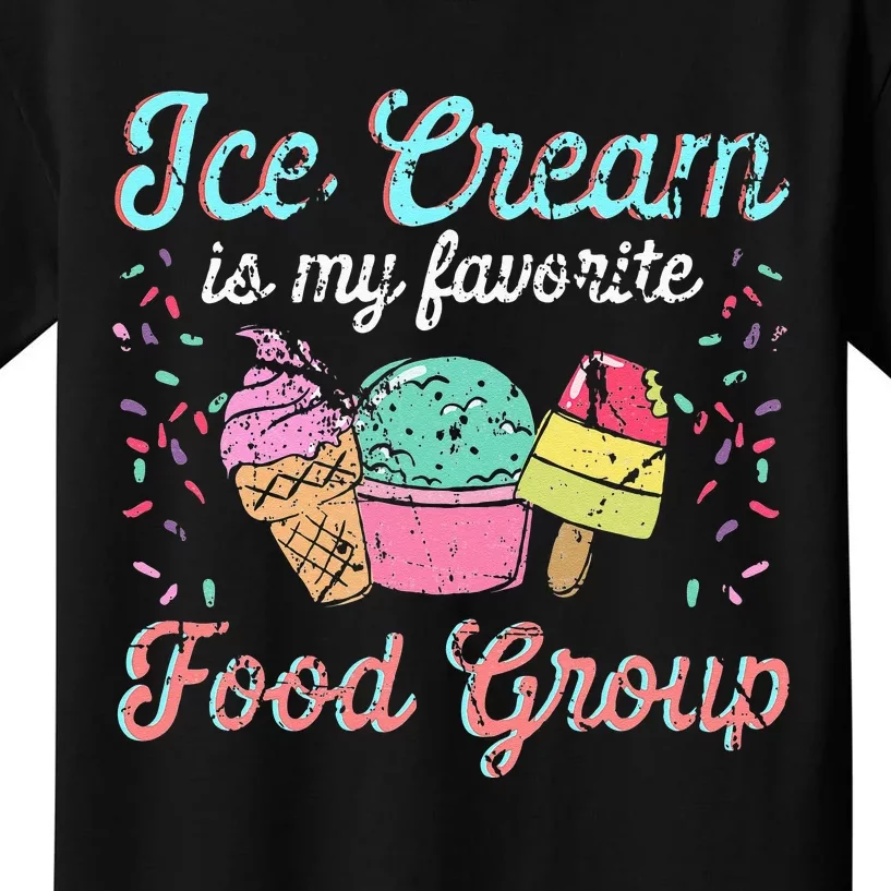 Retro Ice Cream Is My Favorite Food Group Ice Cream Saying Kids T-Shirt