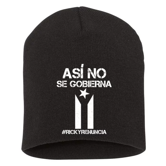 Ricky Renuncia Bandera Negra Puerto Rico Short Acrylic Beanie