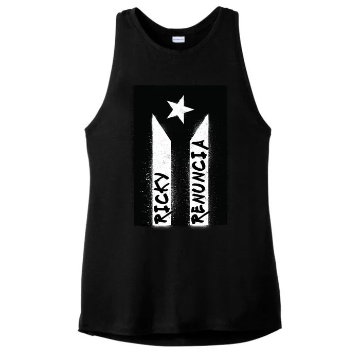 Ricky Renuncia Puerto Rico Flag Ladies Tri-Blend Wicking Tank