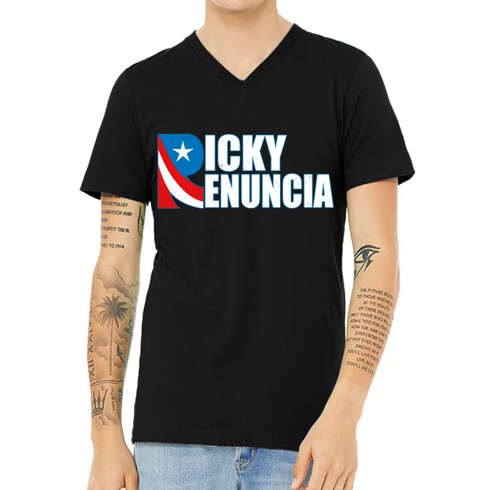 Ricky Renuncia Puerto Rico Star Logo V-Neck T-Shirt