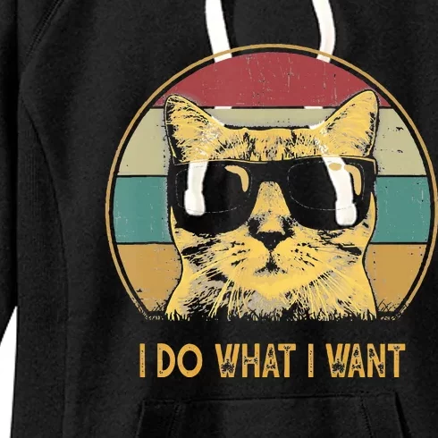 Retro I Do What I Want Cat Women's Fleece Hoodie